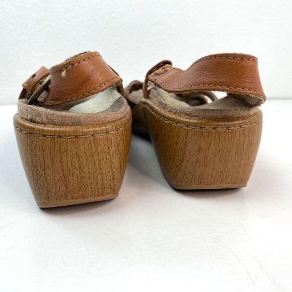 Leather Woven Klogs Size 8M Wedge Sandals Shoes Buckle Suede Insoles Slip Resist - Picture 12 of 12